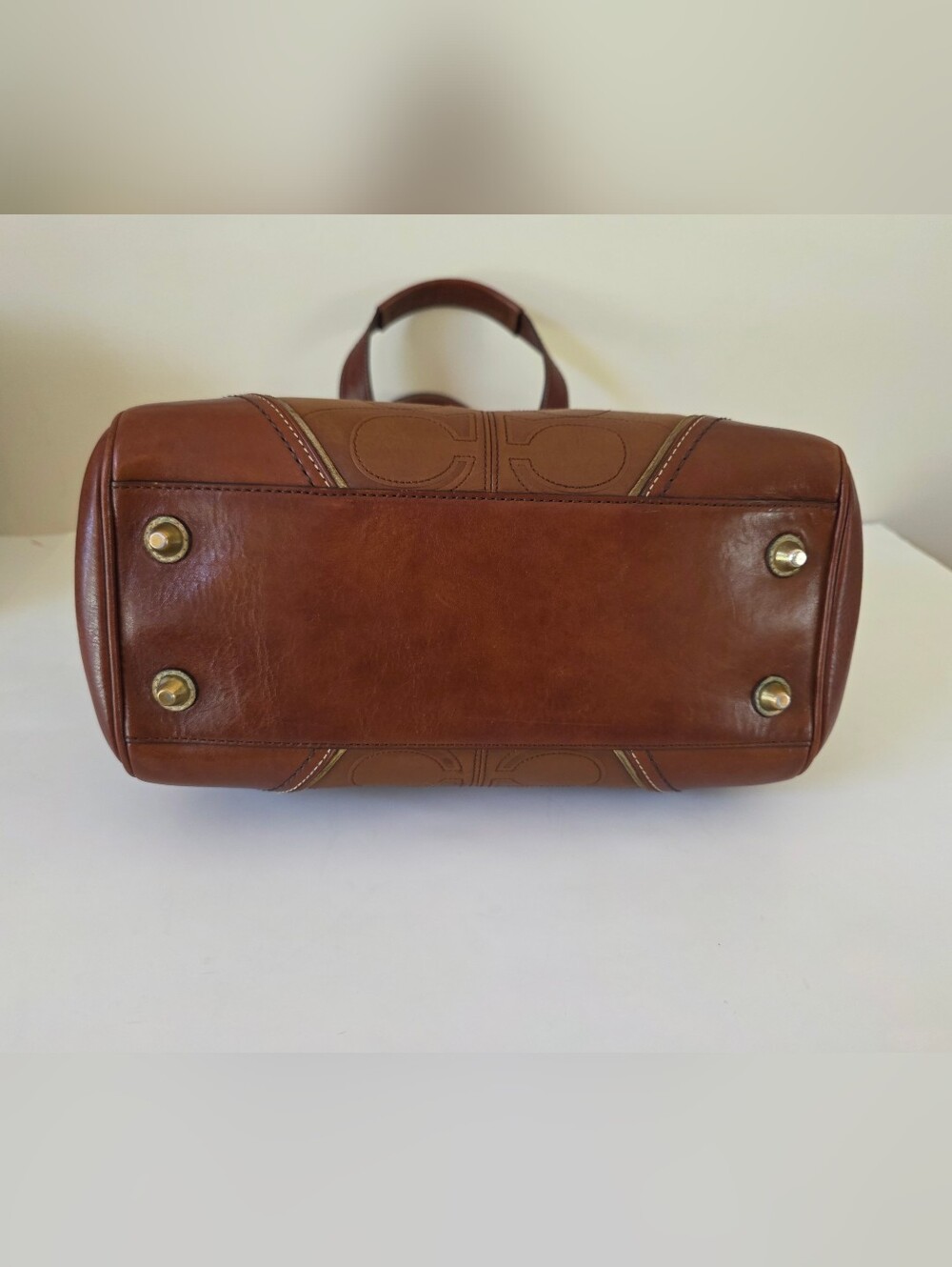 Vintage Hamptons Legacy Horsebit Tote & Wallet Set Cognac Embossed Leather Y2K - Picture 9 of 16